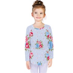 cute shabby chic floral pattern Kids  Long Sleeve Tee