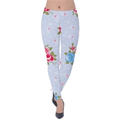 cute shabby chic floral pattern Velvet Leggings