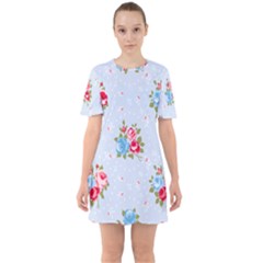 cute shabby chic floral pattern Sixties Short Sleeve Mini Dress