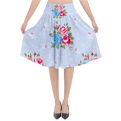 cute shabby chic floral pattern Flared Midi Skirt