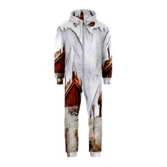 French Coffee Style Abstract Art Hooded Jumpsuit (kids)