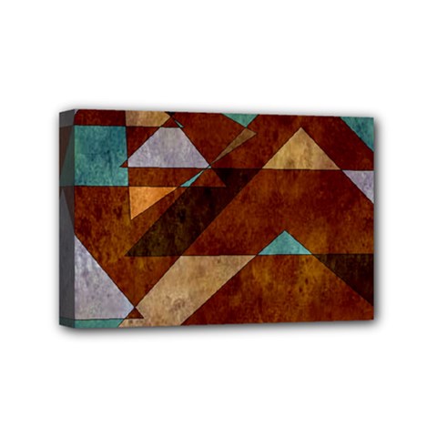 Turquoise And Bronze Triangle Design With Copper Mini Canvas 6  X 4  by digitaldivadesigns