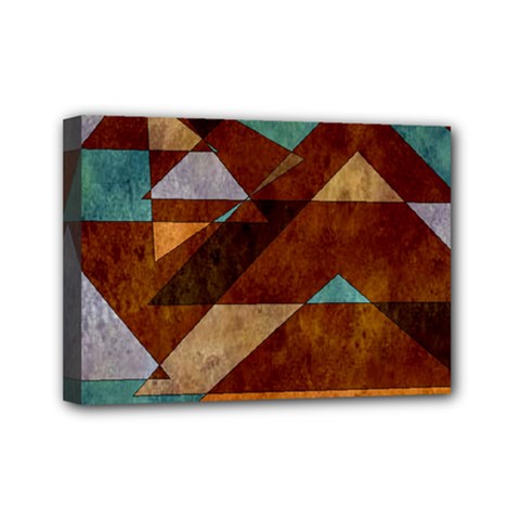 Turquoise And Bronze Triangle Design With Copper Mini Canvas 7  X 5  by digitaldivadesigns