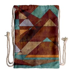 Turquoise And Bronze Triangle Design With Copper Drawstring Bag (large)