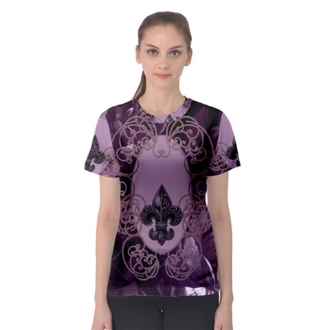 Soft Violett Floral Design Women s Sport Mesh Tee by FantasyWorld7