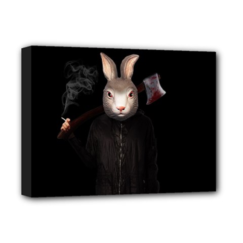 Evil Rabbit Deluxe Canvas 16  X 12   by Valentinaart