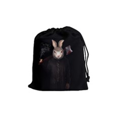 Evil Rabbit Drawstring Pouches (medium)  by Valentinaart