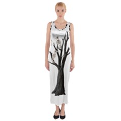 Dead Tree  Fitted Maxi Dress by Valentinaart