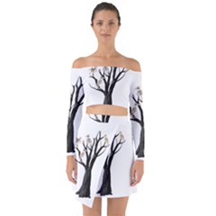 Dead Tree  Off Shoulder Top With Skirt Set by Valentinaart