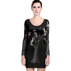 Dead Tree  Long Sleeve Velvet Bodycon Dress by Valentinaart