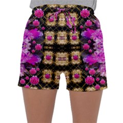 Flowers And Gold In Fauna Decorative Style Sleepwear Shorts by pepitasart