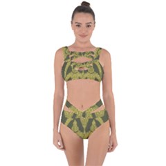 Green Floral Art Nouveau Bandaged Up Bikini Set  by NouveauDesign