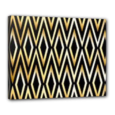 Gold,black,art Deco Pattern Canvas 20  X 16  by NouveauDesign