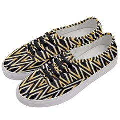 Gold,black,art Deco Pattern Women s Classic Low Top Sneakers by NouveauDesign