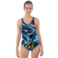 Abstract Marble 18 Cut-Out Back One Piece Swimsuit