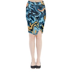 Abstract Marble 18 Midi Wrap Pencil Skirt