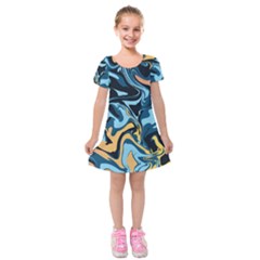 Abstract Marble 18 Kids  Short Sleeve Velvet Dress