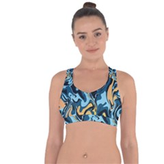 Abstract Marble 18 Cross String Back Sports Bra