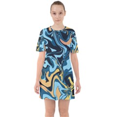 Abstract Marble 18 Sixties Short Sleeve Mini Dress