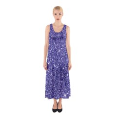 New Sparkling Glitter Print E Sleeveless Maxi Dress