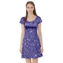 New Sparkling Glitter Print E Short Sleeve Skater Dress