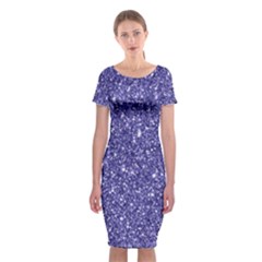 New Sparkling Glitter Print E Classic Short Sleeve Midi Dress