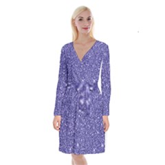 New Sparkling Glitter Print E Long Sleeve Velvet Front Wrap Dress