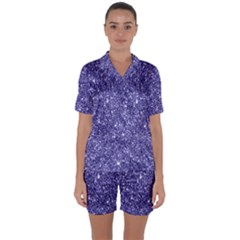 New Sparkling Glitter Print E Satin Short Sleeve Pyjamas Set