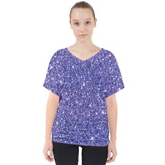 New Sparkling Glitter Print E V-Neck Dolman Drape Top