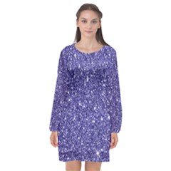 New Sparkling Glitter Print E Long Sleeve Chiffon Shift Dress 