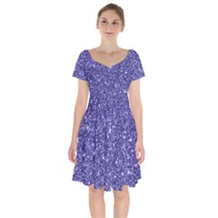 New Sparkling Glitter Print E Short Sleeve Bardot Dress