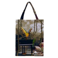 Funny Parrots In A Fantasy World Classic Tote Bag by FantasyWorld7