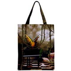 Funny Parrots In A Fantasy World Zipper Classic Tote Bag by FantasyWorld7