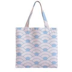 Blue,white,shell,pattern Zipper Grocery Tote Bag by NouveauDesign