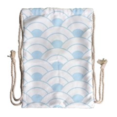 Blue,white,shell,pattern Drawstring Bag (large) by NouveauDesign