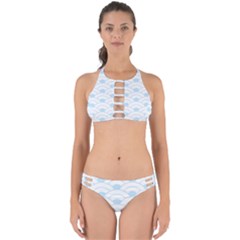 Blue,white,shell,pattern Perfectly Cut Out Bikini Set