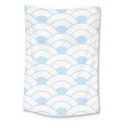 Blue,white,shell,pattern Large Tapestry