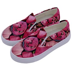 Beautiful Peonies Kids  Canvas Slip Ons by NouveauDesign