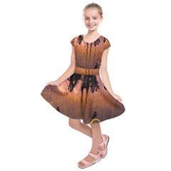 Halloween Design With Scarecrow, Crow And Pumpkin Kids  Short Sleeve Dress by FantasyWorld7