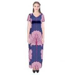 Beautiful Art Nouvea Floral Pattern Short Sleeve Maxi Dress