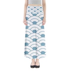 Art Deco Teal White Full Length Maxi Skirt by NouveauDesign