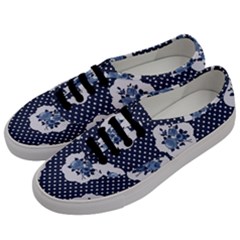 Shabby Chic Navy Blue Women s Classic Low Top Sneakers by NouveauDesign