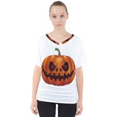 Halloween Pumpkin V-neck Dolman Drape Top by Valentinaart