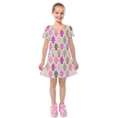 Christmas tree pattern Kids  Short Sleeve Velvet Dress