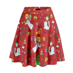 Christmas Pattern High Waist Skirt by Valentinaart