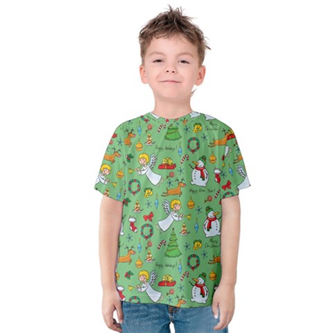 Christmas Pattern Kids  Cotton Tee by Valentinaart