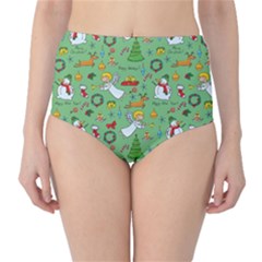 Christmas Pattern High-waist Bikini Bottoms by Valentinaart