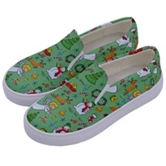 Christmas Pattern Kids  Canvas Slip Ons by Valentinaart