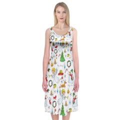 Christmas pattern Midi Sleeveless Dress