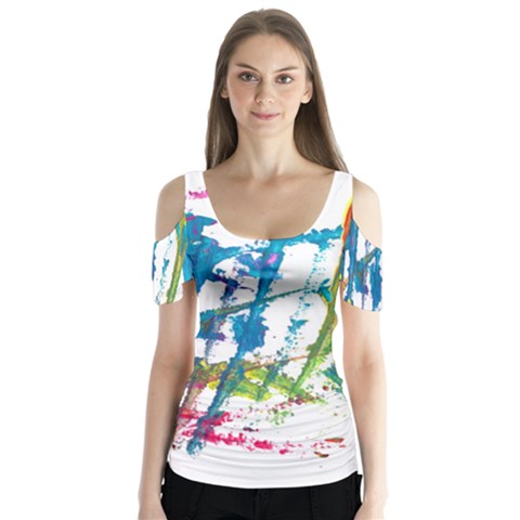 No 128 Butterfly Sleeve Cutout Tee  by AdisaArtDesign